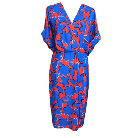 Eloquii Dresses & Skirts - Eloquii Plus Size Blue Red Faux Wrap Dress 16